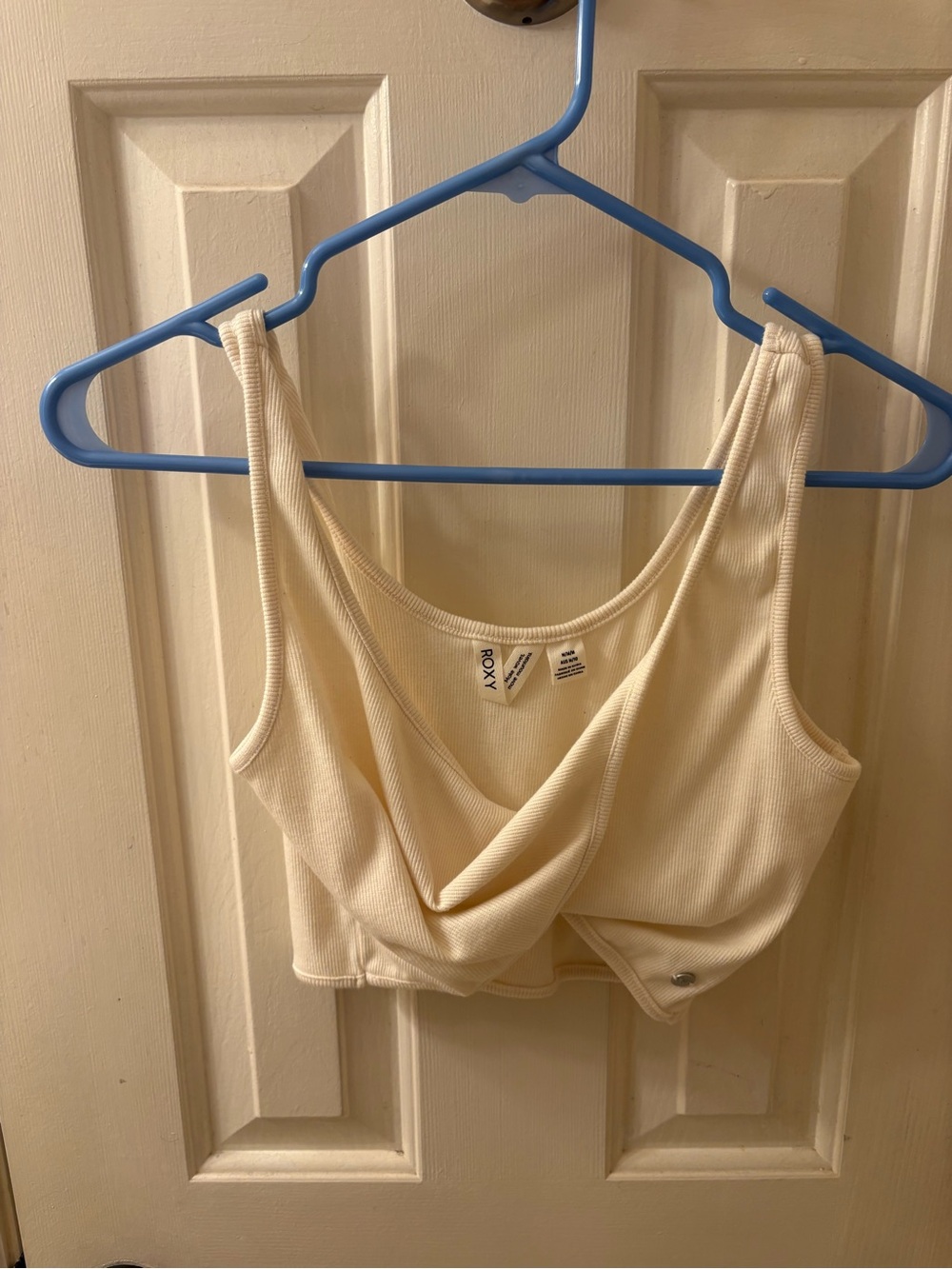 Roxy Cream Ribbed Twist-Front Tank Top